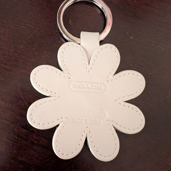 Coach Blue Flower Bag Charm With Signature C's Leather - Picture 2 of 2